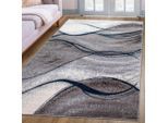 Teppich OTTO HOME "Tritom" Gr. 8, blau, B:280cm H:9mm L:380cm, Kunstfaser, Teppiche, Teppich, mit besonders weichem Flor, Kurzflor, modernes Wellen Muster