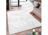 Hochflor-Teppich OTTO HOME "Valeria, Fellteppich, kuschelig, flauschig" Gr. 4, weiß, B:160cm H:60mm L:230cm, Kunstfaser, Teppiche, Kunstfell, weiche Teppiche, Wohnzimmer, Schlafzimmer, Esszimmer