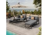 Ambia Garden Loungegarnitur, Anthrazit, Grau, Metall, Textil, 5-teilig, Füllung: Schaumstoff,Polyester, 250x188 cm, Gartenmöbel, Loungemöbel, Loungegarnituren