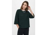 Strickpullover ONLY "ONLSIMONI 3/4 PULLOVER KNT NOOS", Damen, Gr. S, scarab detail:melange, Strick, Obermaterial: 74% Polyacryl, 24% Polyester, 2% Elasthan, meliert, regular fit hüftlang, Rundhals, weit, Pullover Strickpullover, Materialmix, regular fit