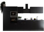 Küchenzeile RESPEKTA "Oliver", küche: schwarz, front: schwarz, korpus: grau matt, arbeitsplatte: granit optik, B:340cm H:205cm T:60cm, Komplettküchen-Sets, Küchenzeile, Breite 340 cm, 90 cm Arbeitshöhe, in exklusiver Konfiguration für OTTO