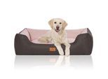 Knuffelwuff Hundebett Luke aus Velours mit feinem Handwebcharakter schwarz/ rosa XL