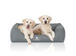 Knuffelwuff Orthopädisches Wasserabweisendes Hundebett Leon aus Velours mit Handwebcharakter petrol XL