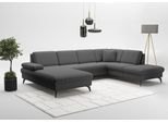Wohnlandschaft SIT & MORE "Morris Jubi U-Form, B: 300 cm", grau (dunkelgrau), B:300cm H:83cm T:202cm, 95% Polyester, 5% Polyamid, Sofas, Wohnlandschaft, mit Armteilfunktion & 1 Zierkissen, optional Bettfunktion