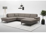 Wohnlandschaft SIT & MORE "Morris Jubi U-Form, B: 300 cm", grau (taupe), B:300cm H:83cm T:202cm, 100% Polyester, Sofas, Wohnlandschaft, mit Armteilfunktion & 1 Zierkissen, optional Bettfunktion