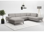 Wohnlandschaft SIT & MORE "Morris Jubi U-Form, B: 300 cm", grau (hellgrau), B:300cm H:83cm T:202cm, 95% Polyester, 5% Polyamid, Sofas, Wohnlandschaft, mit Armteilfunktion & 1 Zierkissen, optional Bettfunktion