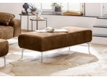 Polsterhocker W.SCHILLIG, braun (chocolate s37), B:150cm H:46cm T:60cm, Stoff S37 (100% Polyester);ROHLEDER Chenille-Flachgewebe Q2 W77 (68% Polyacryl, 32% Polyester);Stoff S37 (100% Polyester), Hocker, Polsterhocker, mit elegantem Holzsockel, Füße in Chrom glänzend, Breite 150 cm