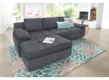 Ecksofa HOME AFFAIRE "Labene L-Form", grau (dunkelgrau), B:270cm H:82cm T:90cm, Struktur fein (95% Polyester, 5% Polyamid);Luxus-Microfaser ALTARA NUBUCK (100% Polyester);Kunstleder SOFTLUX / Struktur (100% Polyester);Struktur (100% Polyester);Flachgewebe (95% Polyester, 5% Polyamid), Sofas, Ecksofa, wahlweise mit Bettfunktion und Bettkasten, auch als XXL-Variante