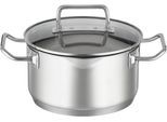 Kochtopf RÖSLE "EXPERTISO", silber (silberfarben), B:25,5cm H:13,5cm L:33,5cm Ø:24cm, Töpfe, Kochtopf, Innenskalierung und Schüttrand, spülmaschinen- und induktionsgeeignet