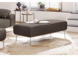 Polsterhocker W.SCHILLIG, braun (stone w82), B:150cm H:46cm T:60cm, Flachgewebe W82 Q2 (74% Polyacryl, 26% Polyester), Hocker, Polsterhocker, mit elegantem Holzsockel, Füße in Chrom glänzend, Breite 150 cm