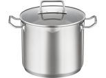 Gemüsetopf RÖSLE "EXPERTISO", silber (silberfarben), B:25,5cm H:20,5cm L:33,5cm Ø:24cm, Töpfe, Gemüsetopf, Innenskalierung und Schüttrand, 9 l, Ø 24 cm, Induktion