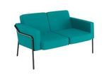 Zweisitzer Sofa meet by Paperflow MEDSO Klassik, gepolstert, Sitzfläche austauschbar, B 1040 x T 515 x H 410 mm, Stoff und Stahl, blau/mattschwarz