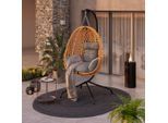 Ambia Garden Hängesessel , Grau, Naturfarben, Schwarz , Metall, Kunststoff, Textil , Füllung: Polyester,Polyester , 105x198x104 cm , Rückenlehne umklappbar , Gartenmöbel, Hängesessel
