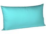 Kissenbezug FLEURESSE "Colours Mako Satin, 100% Baumwolle, mit Reißverschluss", blau (petrol), B:40cm L:80cm, Mako-Satin, Mako-Satin, Kissenbezüge, Kissenbezug, Mako Satin, glänzend, glatt, Premium Qualität