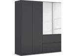Drehtürenschrank RAUCH "Kleiderschrank Schrank Garderobe COSTA in den Breiten 91/136/181 cm", grau (graumetallic, eingriffe graumetallic), B:181cm H:197cm T:54cm, Holzwerkstoff, Schränke, Drehtürenschrank, mit Spiegel, grifflose Front und Push-to-Open Funktion MADE IN GERMANY