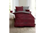 Wendebettwäsche KAEPPEL "Ikat", rot (rubin), B/L: 135cm x 200cm, 1 Stk., 1 Stk., Mako-Satin, B/L: 80cm x 80cm, 2 Stk., Mako-Satin, Obermaterial: 100% Baumwolle, Bettwäsche, Wendebettwäsche, angenehm wärmend