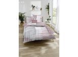 Bettwäsche KAEPPEL "Supreme", rosa (rosé), B/L: 200cm x 200cm, 1 Stk., 2 Stk., Mako-Satin, B/L: 80cm x 80cm & 80cm x 80cm, 3 Stk., Mako-Satin, Obermaterial: 100% Baumwolle, Bettwäsche, Bettwäsche, mit graphischem Print