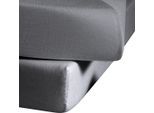 Spannbettlaken FLEURESSE "Ines hochwertiger Jersey aus reiner Baumwolle", grau (steingrau), B:200cm L:200cm, Jersey, Obermaterial: 100% Baumwolle, Bettlaken, Spannbettlaken, aus Baumwolle, für Matratzen bis 23 cm Höhe, Bettlaken, Spannbetttuch