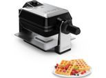 KRUPS Waffeleisen "Professional, für 2 dicke Waffeln, spülmaschinengeeignete Platten", schwarz (edelstahlfarben, schwarz), B:20cm H:22cm T:43cm, Waffeleisen, 7 Bräunungsstufen und Vorheizfunkion, drehbar, Auffangschale, FDD95D, Waffeleisen