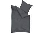 Bettwäsche KAEPPEL "Uni", grau (dunkelgrau), B/L: 155cm x 220cm, 1 Stk., 1 Stk., Feinbiber, B/L: 80cm x 80cm, 2 Stk., Feinbiber, Obermaterial: 100% Baumwolle, Bettwäsche, Bettwäsche, Unifarben
