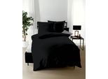 Bettwäsche KAEPPEL "Uni", schwarz, B/L: 140cm x 220cm, 1 Stk., 1 Stk., Mako-Satin, B/L: 70cm x 90cm, 2 Stk., Mako-Satin, Obermaterial: 100% Baumwolle, Bettwäsche, Bettwäsche, Unifarben