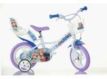 Kinderfahrrad DINO BIKES "Snow Queen Eiskönigin 12 Zoll" Gr. 21, weiß, Fahrräder, Kinder, 21cm, 12 Zoll (30,48cm), mit Stützrädern, Korb und Puppensitz