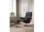Fußhocker STRESSLESS "Mayfair", grau (charcoal dinamica), B:55cm H:41cm T:39cm, Microfaser DINAMICA (88% Polyester, 12% Polyurethan), Hocker, Fußhocker, mit Cross Base, Größe S, M & L, Holzakzent Braun