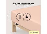 Spannbettlaken SCHLAFGUT "EASY JERSEY Bettlaken, 150 g/m², 100% Baumwolle, Spannbetttuch", rot (rot light), L:200cm, Jersey, Obermaterial: 100% Baumwolle, Bettlaken, Spannbettlaken, Spannbettlaken bis 22 cm Höhe, bügelfrei, pflegeleicht, perfekter Sitz