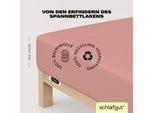 Spannbettlaken SCHLAFGUT "EASY JERSEY Bettlaken, 150 g/m², 100% Baumwolle, Spannbetttuch", lila (lila mid), L:200cm, Jersey, Obermaterial: 100% Baumwolle, Bettlaken, Spannbettlaken, Spannbettlaken bis 22 cm Höhe, bügelfrei, pflegeleicht, perfekter Sitz
