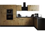 Winkelküche RESPEKTA "Oliver", küche: grau, front: artisan eiche nachbildung, korpus: grau matt, arbeitsplatte: granit optik, B:370cm H:205cm T:172cm, Komplettküchen-Sets, Breite 370 cm, 90 cm Arbeitshöhe, in exklusiver Konfiguration für OTTO