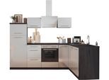 Küche RESPEKTA "Amanda", weiß (küche: weiß, front: weiß, korpus: eiche grau nachbildung, arbeitsplatte: eiche grau nachbildung), B:260cm H:171cm T:200cm, Komplettküchen-Sets, Breite 260 cm, mit Soft-Close, exklusiver Konfiguration für OTTO