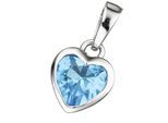 Herzanhänger JOBO "Kinder-Anhänger kleines Herz 9 mm", blau (hellblau, hellblau), Schmuckanhänger, Mädchen, Silber 925 (Sterlingsilber), 925 Silber rhodiniert mit einem Kristall