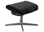 Fußhocker STRESSLESS "Consul", schwarz (schwarz batick), B:54cm H:41cm T:39cm, Leder BATICK: BATICK ist ein leicht korrigiertes, durchgefärbtes und genarbtes Möbelleder, bei dem die meisten Unebenheiten und Spuren in der Regel entfernt wurden., Hocker, Fußhocker, mit Cross Base, Größe S, M & L, Holzakzent Wenge