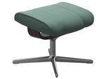 Fußhocker STRESSLESS "Consul", grün (aqua grün paloma), B:54cm H:41cm T:39cm, Leder PALOMA: PALOMA ist ein durchgefärbtes Semianilin-Möbelleder mit natürlicher Narbung., Hocker, Fußhocker, mit Cross Base, Größe S, M & L, Holzakzent Wenge