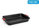Backform WOLL "Woll Let's bake Kuchenform, rechteckig", schwarz, B:23cm L:33cm T:5,5cm, Aluminium, Küchenformen, mit Antihaftversiegelung und integrierten Silikongriffen, PFAS-Frei