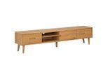 Mid.you Lowboard, Natur, Holz, Holzwerkstoff, Eiche, furniert, massiv, 1 Fächer, 2 Schublade(n) Schubladen, 180x40x32 cm, Holzmöbel, Kleinmöbel Holz, Holzkommoden, Lowboards Holz