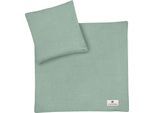 Kinderbettwäsche JULIUS ZÖLLNER "Baby- und Kinderbettwäsche aus 100% Musselin", grün, B/L: 80cm x 80cm, 1 Stk., 1 Stk., Musselin, B/L: 35cm x 40cm, 2 Stk., Musselin, Obermaterial: 100% Baumwolle, Bettwäsche, erhältlich in den Größen 80x80+35x40cm und 100x135+40x60cm