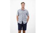 Kurzarmhemd LERROS "Gestreiftes Kurzarmhemd aus Baumwollmix", Herren, Gr. L, Normalgrößen, true blau, 76% Baumwolle, 24% Polyester, Hemden