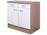 Möbelix , Weiß, Sonoma Eiche , Holzwerkstoff , 1 Fächer , 2 Schublade(n) Schubladen , einzeln stellbar , 80x85x57 cm , Made in Germany , individuell planbar ,