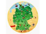Möbelix , Gelb, Grün , Textil , Weltkarte , rund , Oeko-Tex® Standard 100 , für Fußbodenheizung geeignet, rutschfest , Teppiche & Böden, Teppiche, Kinderteppiche