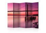 artgeist , Schwarz, Violett , Holz, Textil , Kiefer , massiv , Skyline , 225x172x3 cm , Motiv auf Vorder- und Rückseite , Kleinmöbel, Paravents