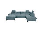 Mid.you , Blau , Textil , U-Form , 324x218 cm , Liegefunktion, seitenverkehrt erhältlich, Schlafen auf Sitzhöhe, Rücken echt , Wohnzimmer, Sofas & Couches, Wohnlandschaften, Wohnlandschaften U-Form