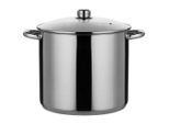 Luca Bessoni , Klar, Edelstahlfarben , Metall, Glas , 15 l , rund , 24.5 cm , Lfgb , Messskala, leichte Reinigung,mit Dampfablass ,