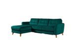 Livetastic , Petrol , Textil , Buche , L-Form, Ottomane links , 238x168 cm , Made in EU , Rücken echt, seitenverkehrt erhältlich ,