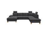 Mid.you , Anthrazit , Textil , Eiche , vollmassiv , U-Form , 324x220 cm , Made in EU , Rücken echt, Armteil links ,