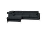 Livetastic , Schwarz , Textil , Ottomane links, L-Form , 242x207 cm , Made in EU , seitenverkehrt erhältlich, Rücken echt, Armteil links , Wohnzimmer, Sofas & Couches, Wohnlandschaften, Ecksofas
