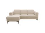 Looks by W.Joop , Beige , Textil , Uni , Füllung: Schaumstoff , Ottomane links, L-Form , 214x146 cm , Made in EU, FSC MIX , seitenverkehrt erhältlich, Hocker erhältlich, Rücken echt ,