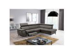 Livetastic , Dunkelbraun , Textil, Leder , Echtleder , Rindleder , Ottomane rechts, L-Form , 257x197 cm , Made in EU , Bettkasten erhältlich, Lederauswahl, Rücken echt, motorische Relaxfunktion ,