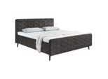 Mid.you , Dunkelgrau , Textil, Holzwerkstoff , Buche , 180x200 cm , gepolstertes Kopfteil ,