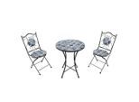 Ambia Garden , Blau, Schwarz, Weiß , Metall, Keramik , 75 cm , Grüner Punkt, Europäischer Sicherheitsstandard , Stuhl klappbar, geeignet für Balkon , Gartenmöbel, Gartenmöbel-Sets, Gartengarnituren